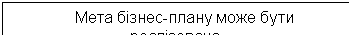 Text Box: Мета бізнес-плану може бути реалізована