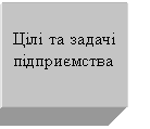 Text Box: Цілі та задачі підприємства 